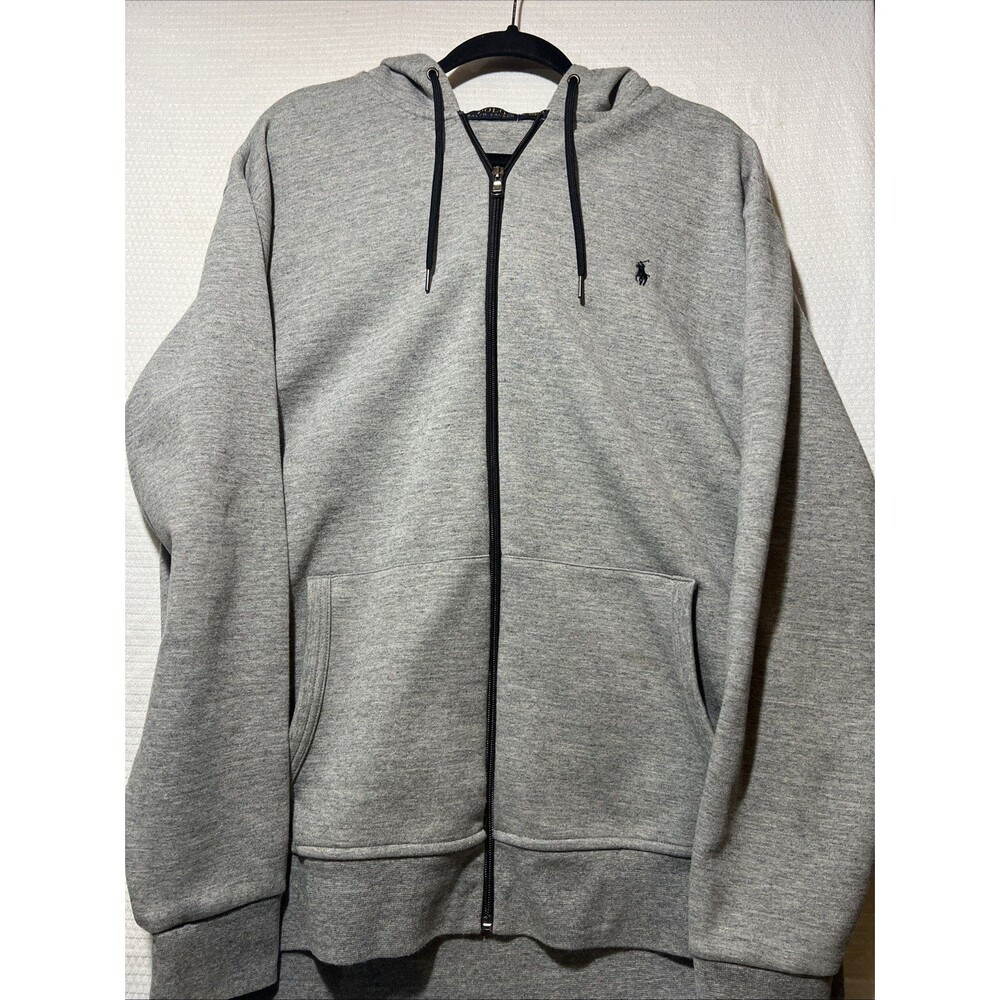 Polo Ralph Lauren Hoodie Size LT Hood Gray Blue Pony Vintage Med Zip Up